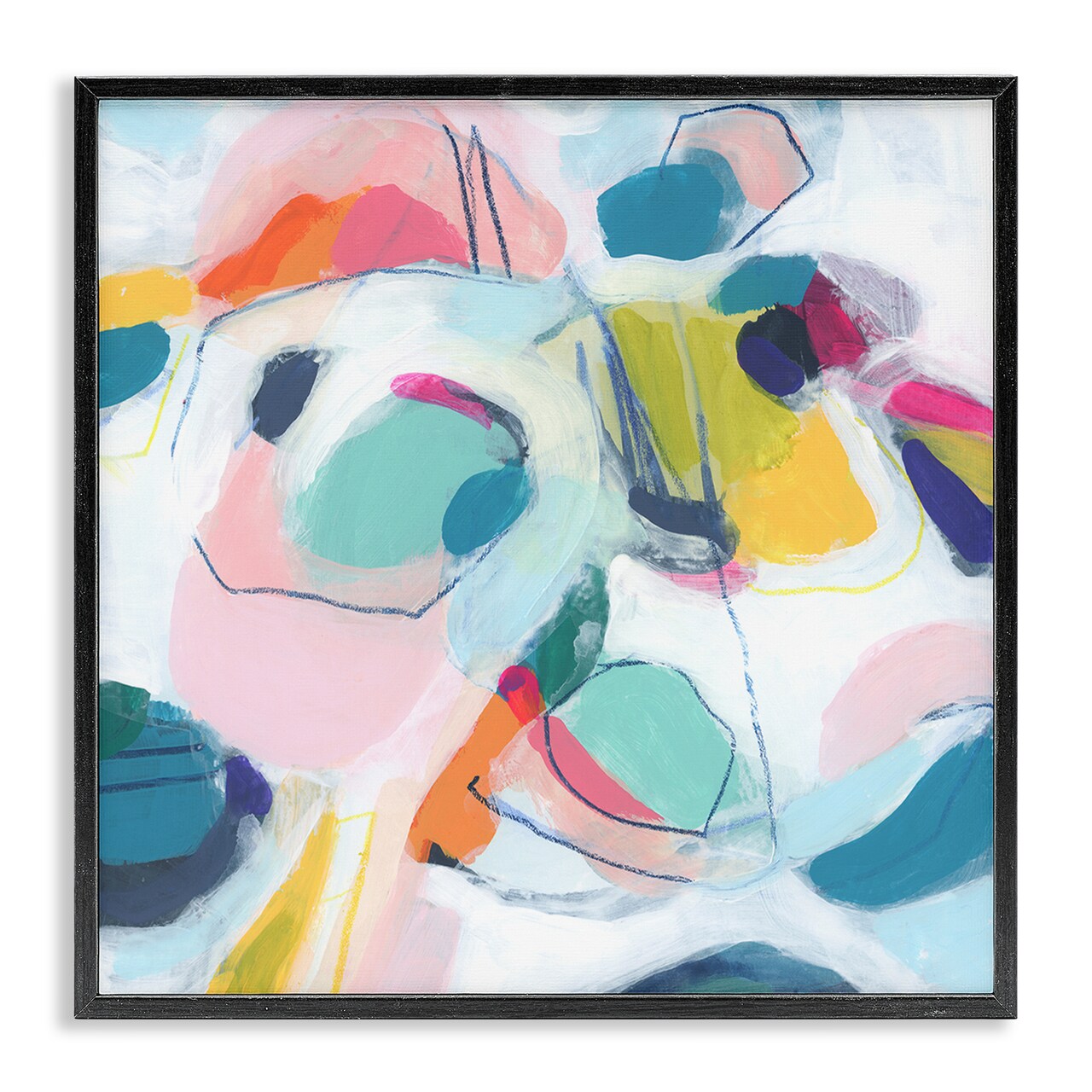 Stupell Industries Whimsical Shapes Abstraction Framed Giclee Wall Art Design by June Erica Vess